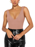 Plunge Deep V Neck Sleeveless V Backless Bodysuits Tops