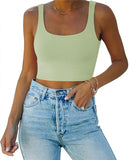 Square Neck Seamless Sleeveless Crop Tops