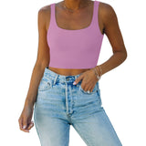 Square Neck Seamless Sleeveless Crop Tops