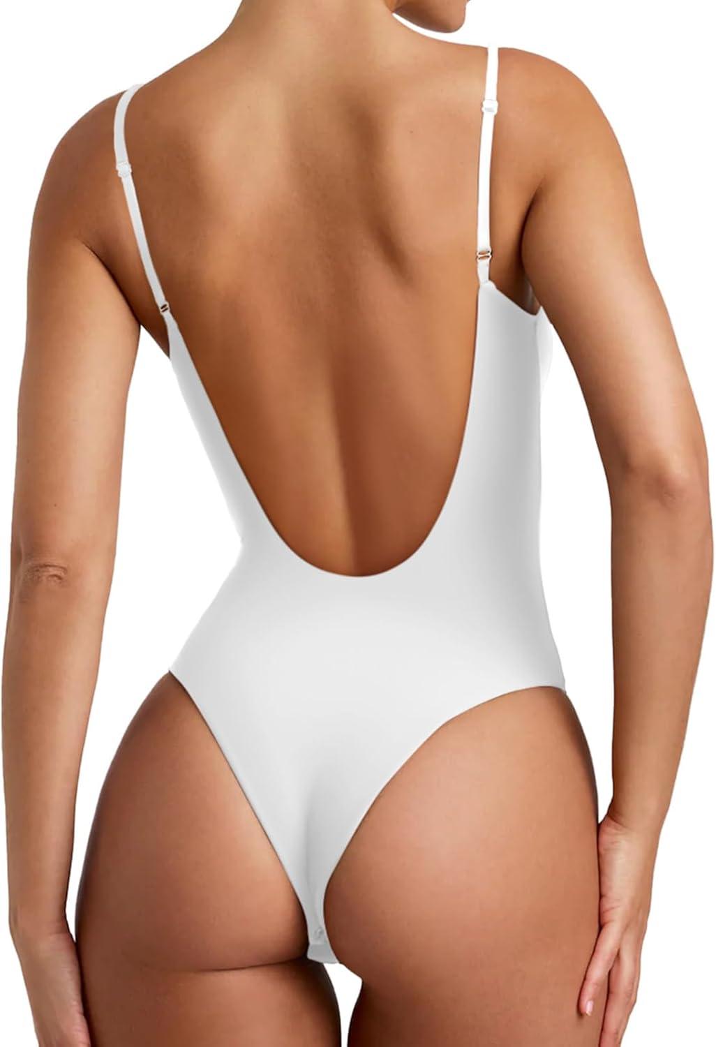 Captivating Contours Backless V Neck Bodysuit - REORIA - RRLTY185 - WHS - FBA - R4