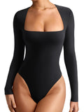 Contour Charm Square Neck Bodysuit - REORIA - B0DB8JJZBX