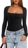 Contour Charm Square Neck Bodysuit - REORIA - B0DB8JJZBX