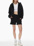 Cozy Zip - Up Hoodie and Shorts Two - Piece Set - REORIA - B0DFCNJBWL