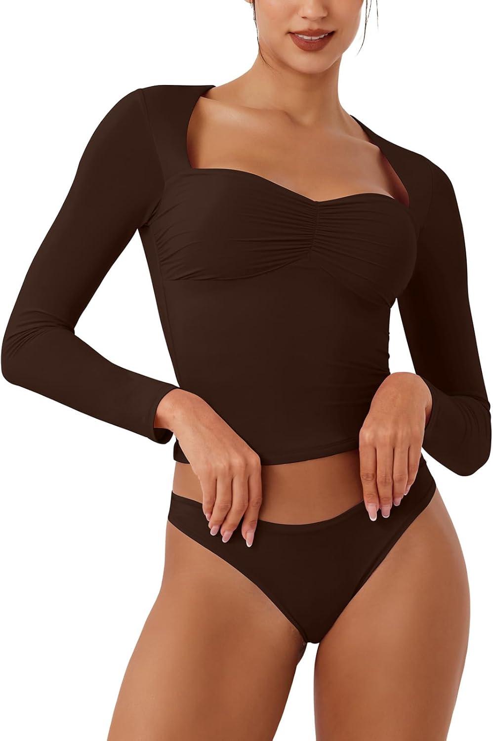 Double Layer Sweetheart Ruching Sexy Elegant Tops - REORIA - B0DD3W4W6S