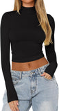 Eclipse Form Mock Neck Crop Top - REORIA - B0DB8KBF7Y