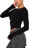 Effortless Charm Crew Neck Long Sleeve Top - REORIA - B0DD6PS8XB