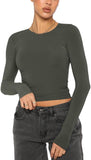 Effortless Charm Crew Neck Long Sleeve Top - REORIA - B0DD6TVFVK