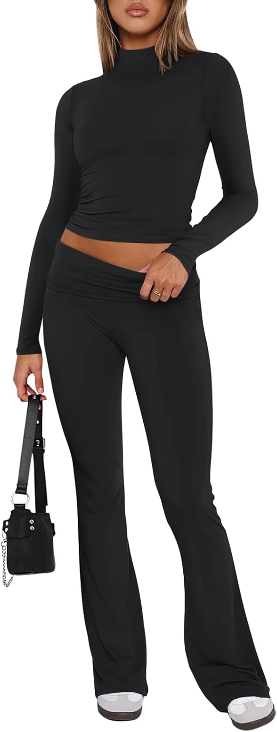 Elevate Your Style Cropped Long Sleeve Set - REORIA - B0DF7SV3T3