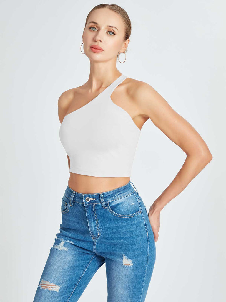 One Shoulder Backless Going Out Trendy Crop Tops – REORIA