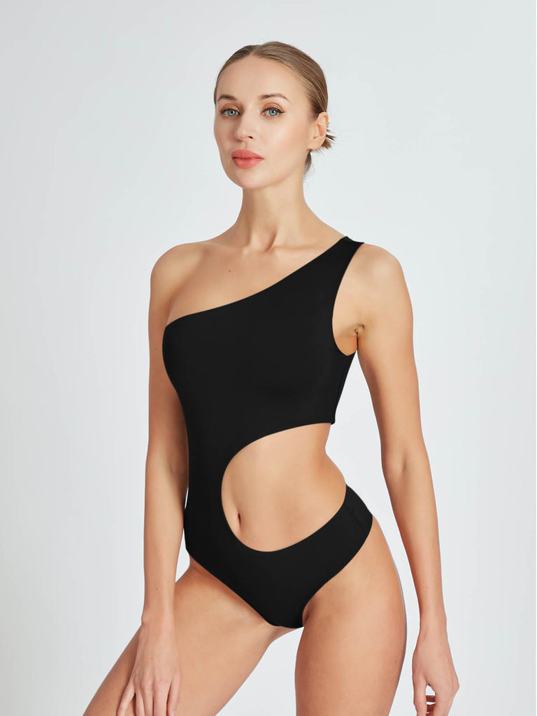 One Shoulder Cutout Waist Out Bodysuits – REORIA