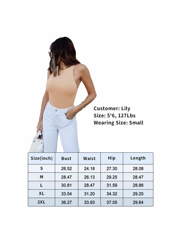 Women's Sexy Sleeveless Racer Back Halter Neck Bodysuit Basic T Shirt Tank  Top, Thong Bodysuit for Women, Body Suit (Color : Skin, Size : Medium) :  : Clothing, Shoes & Accessories